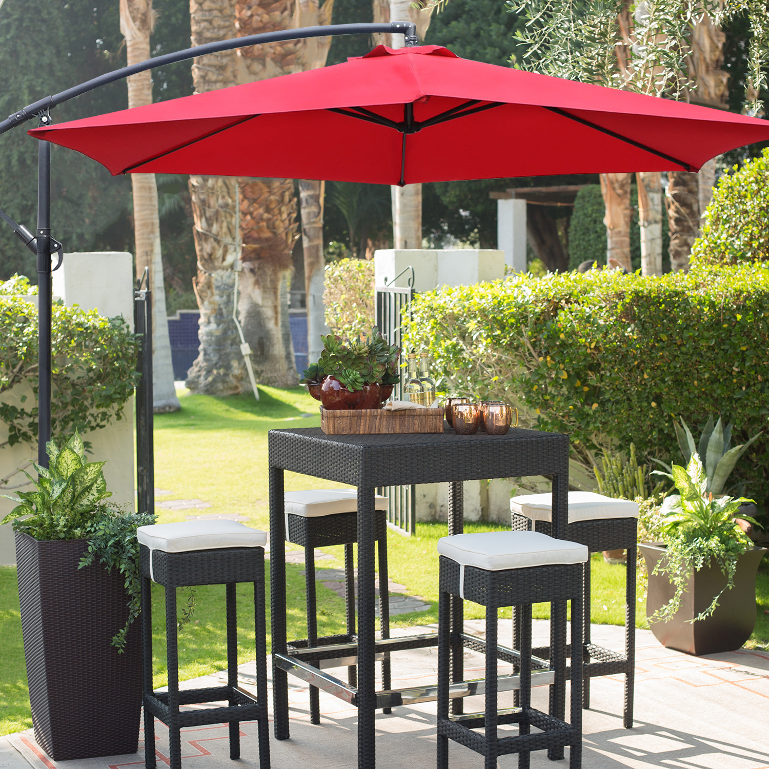 Uplion Outdoor patio umbrella with Blue tooth speaker garden umbrella with light