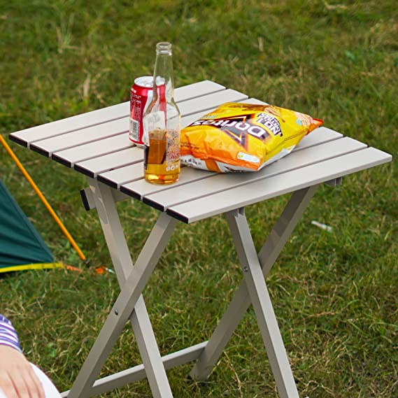 Small and lightweight aluminum folding camping table