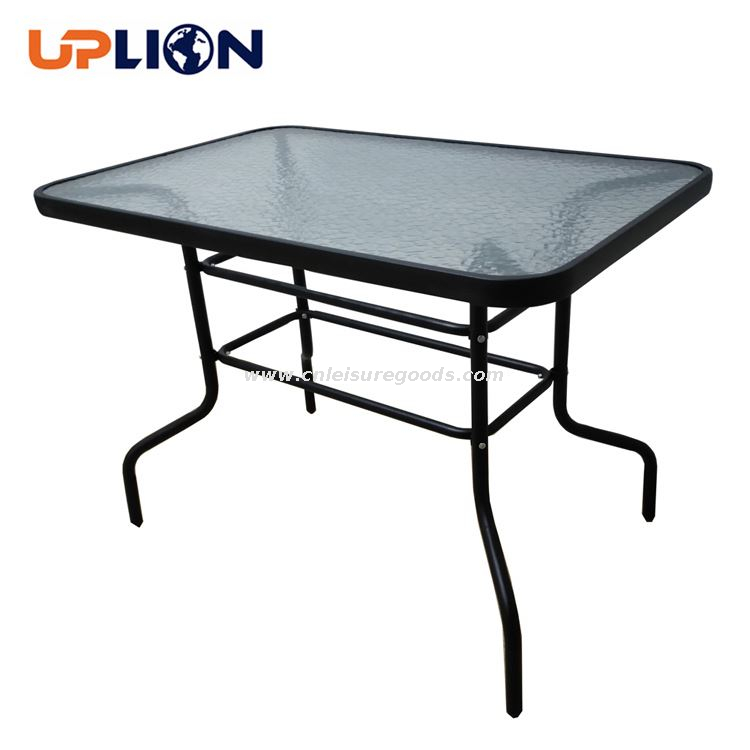 Uplion Rectangular Modern Outdoor Metal Tempered Glass Bistro Coffee Table Patio Dining Garden Table