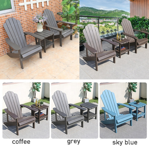 Uplion 3-Piece Classic Outdoor Patio Chair With Side Table For Garden, Pool Adirondack Chair And Table Set