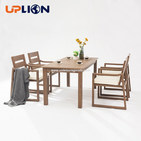 Uplion Outdoor Plastic Wood Rectangular table Weather Resistant Patio Deck Garden Backyard Modern dining table