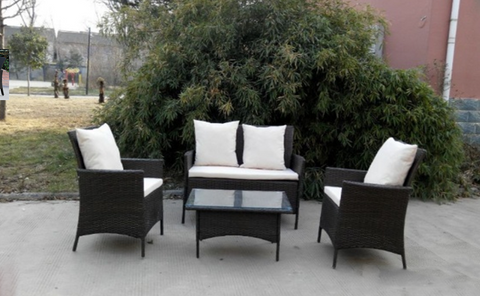 Uplion Patio Furniture 4 pcs Wicker Outdoor Conversation Set Patio Rattan Table and Chair Garden Sofa Set.