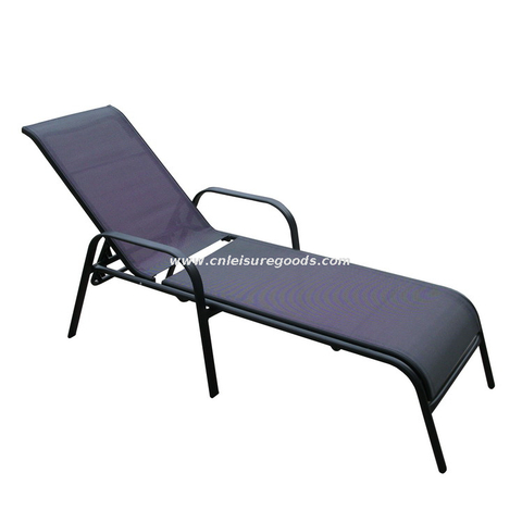 Uplion Garden Furniture Steel Frame Sling Fabric Swimming Pool Sunbed Outdoor Sun Lounger
