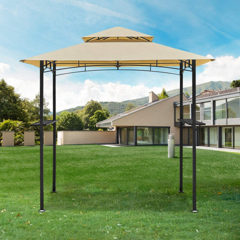 2-Tier Waterproof BBQ Gazebo for Patio and Backyard with Vented Top