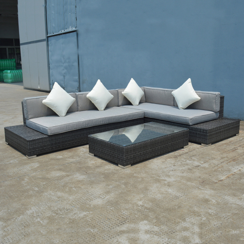 Uplion Outdoor Corner Aluminium Rattan Sets Cheap Garden Lounge Furniture Patio Wicker Sectional Rattan Sofa Set