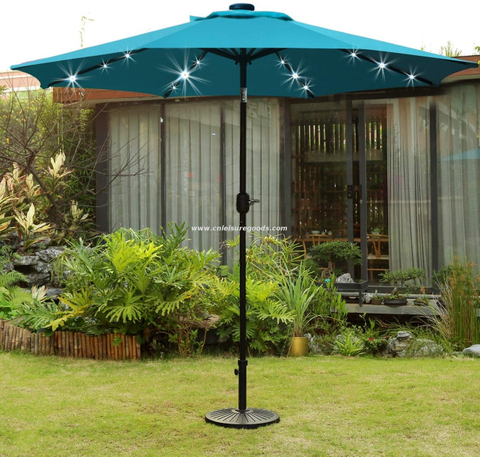 Uplion Manufacturer Patio Umbrella with Tilt Adjustment And Crank Lift System Garden Umbrella Solar LED Light Umbrella