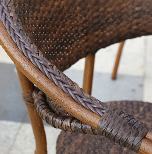 Uplion Garden Indoor-Outdoor Wicker Chair Armrest Chairs Bamboo Look Rattan Bistro Coffee Chair