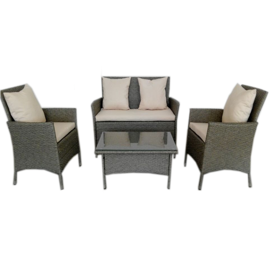 Uplion Patio Furniture 4 pcs Wicker Outdoor Conversation Set Patio Rattan Table and Chair Garden Sofa Set.