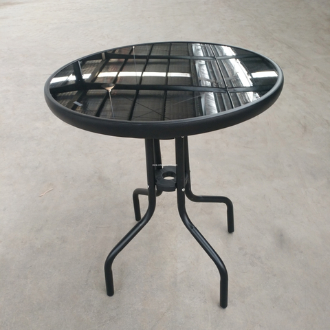Uplion Top Outdoor Furniture Metal Patio Coffee Bistro Table Round Tempered Glass Garden Table