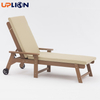 Uplion Swimming Pool Chair Lounge Outdoor Plastic Wood Sun Lounger Garden Chaise Lounge with Cushion