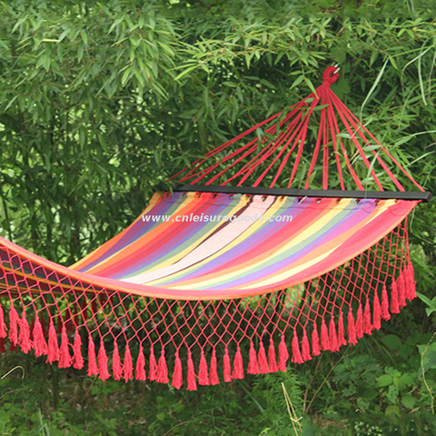Uplion High Quality Swing Garden Cotton Hammock Indoor Outdoor Hanging Hammock With Macrame