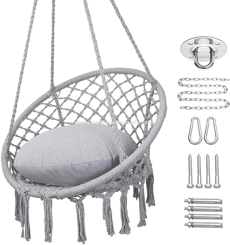 Uplion Indoor Outdoor Furniture Hammock Chair Hanging Cotton Rope Hammock Macrame Swing Chair