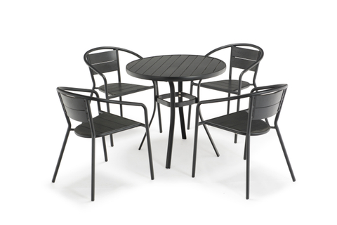 Uplion coffee shop bistro bar tea shop metal frame plastic wood dining table and chair furniture set