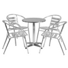 Uplion hot sale restaurant bistro bar coffee shop aluminum Slats chair and dining table furniture set