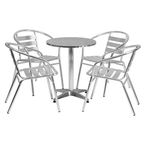 Uplion hot sale restaurant bistro bar coffee shop aluminum Slats chair and dining table furniture set