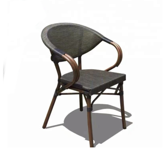 Wholesale indoor-outdoor cheap aluminum bamboo look teslin bistro coffee chair furniture garden 