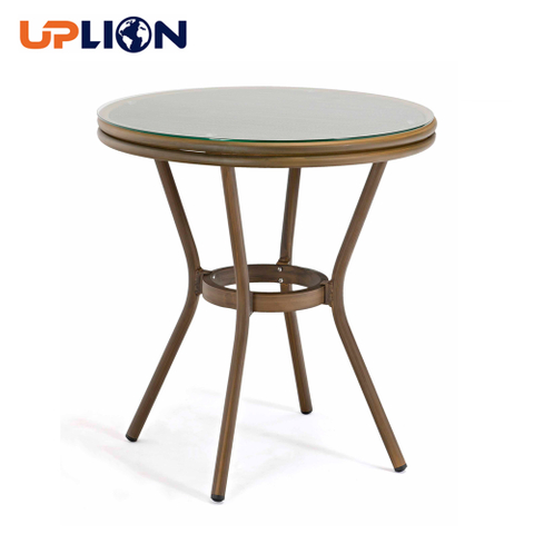 Bistro Round Outdoor Coffee Table Promotional High Quality Wholesale Aluminum Bamboo Look Table