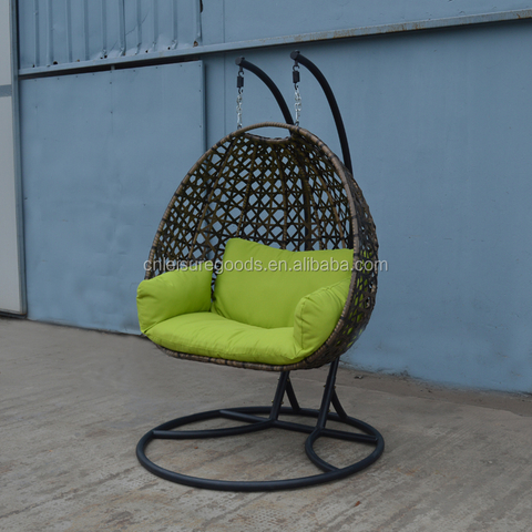 Uplion indoor outdoor furniture garden double seat hanging chair rattan wicker patio swing