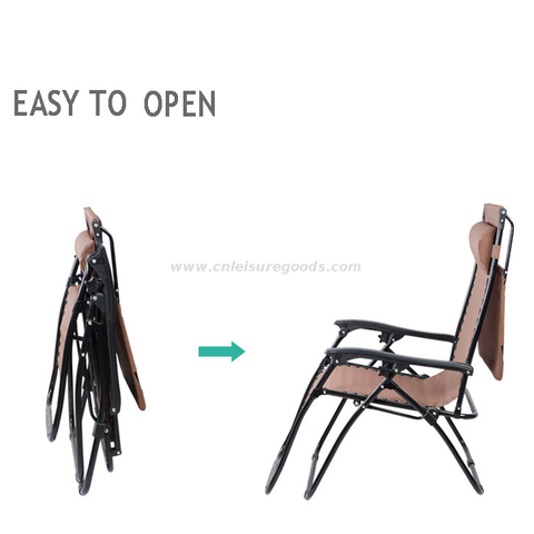 Uplion Cheap Outdoor Adjustable Zero Gravity Folding Patio Reclining Lounge Chair With Pillow