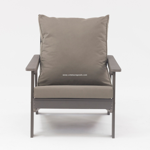 Uplion Garden Furniture KD Structure Waterproof Chair with Cushion Plastic Wood Coffee Dining Chair