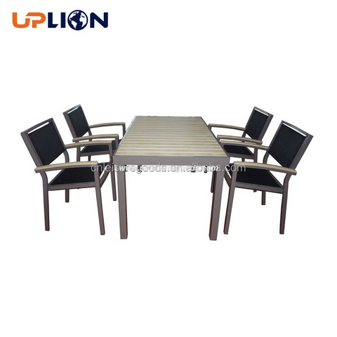 Uplion Outdoor Wholesale Garden Synthetic Plastic Wood Furniture Dining Table And Chair Set