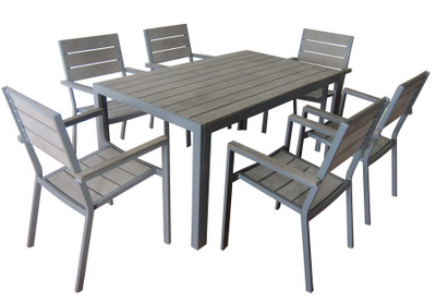 Uplion Plastic Composite Wood Garden Dining Furniture set