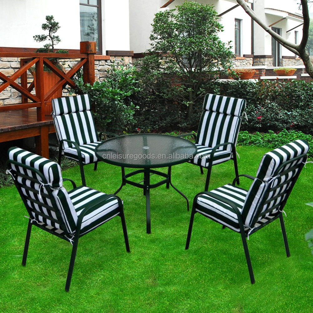 Features of outdoor garden patio wrought steel tables and chairs