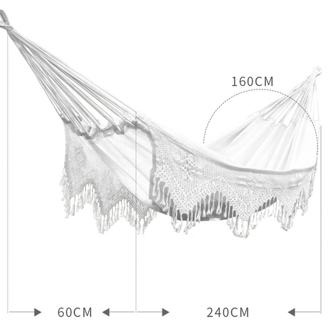 Uplion Wholesale White Soft Cotton Fabric Hammock Outdoor Camping Tassel Hammock