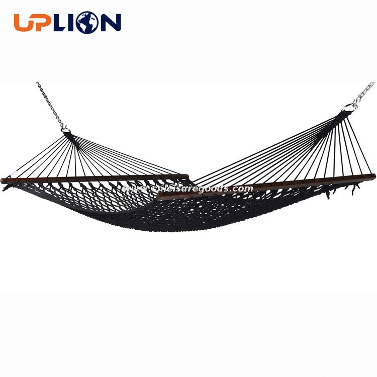 Uplion Portable Garden Cotton Wide Wood Nylon Hammock Camping Beach Outdoor Hanging Bed With Mesh