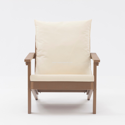 Uplion Outdoor Furniture Waterproof Plastic Wood Chair with Cushion Coffee Dining Chair