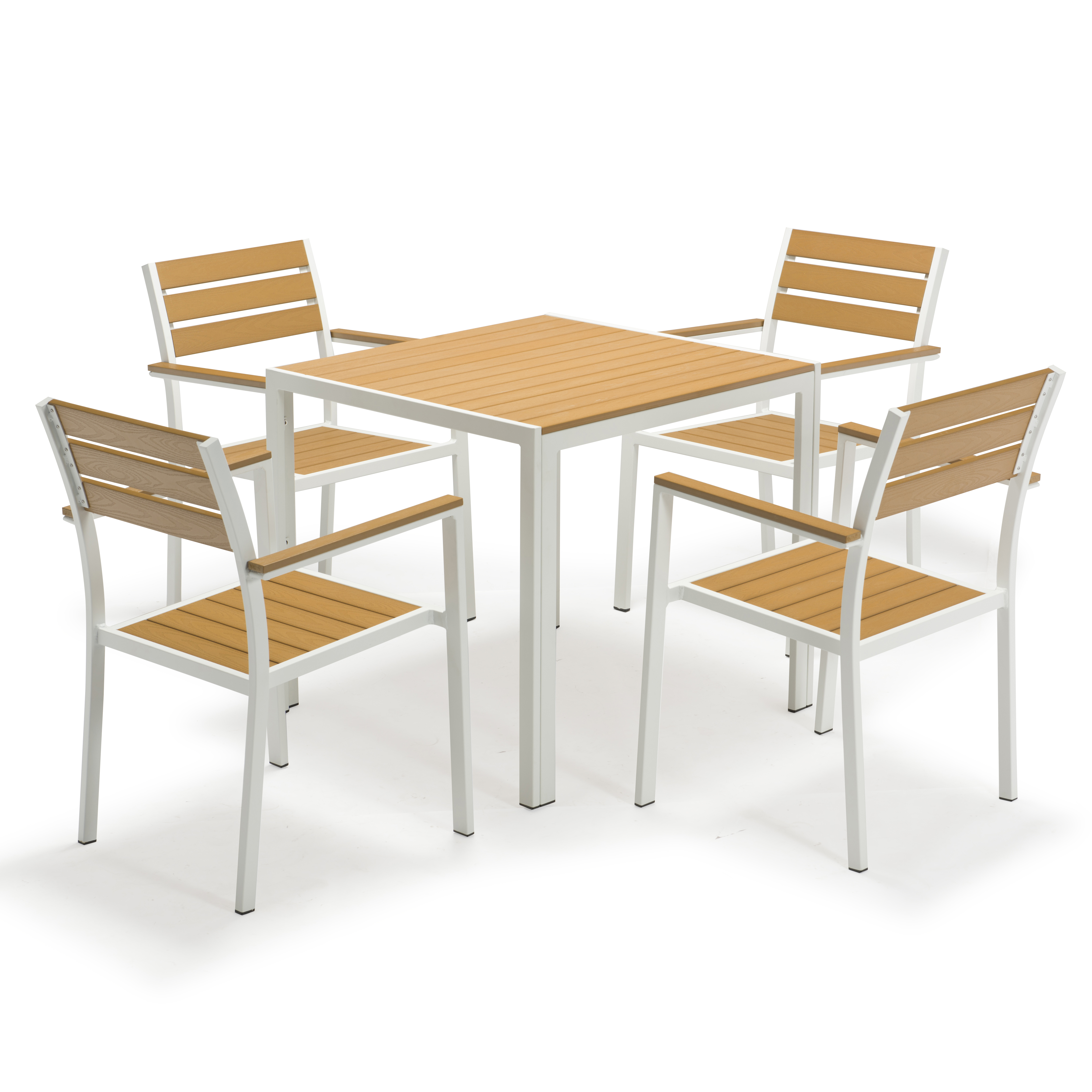 Outdoor plastic wood table and chair set-4 chairs + 1 table