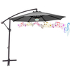 Uplion garden Patio Round Cantilever Umbrella with Bluetooth speaker & colored light