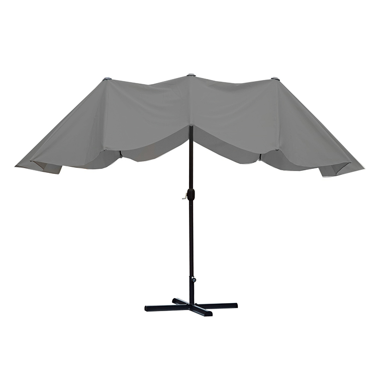 Uplion 15ft Rectangular Double Canopy Restaurant Parasol Beach Outdoor Double Head Patio Umbrella Garden Parasol with Crank