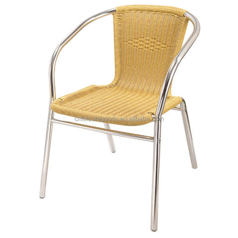 Uplion Aluminum Indoor-outdoor Rattan Coffee Bistro Chair Restaurant Patio Stackable Dining Chair