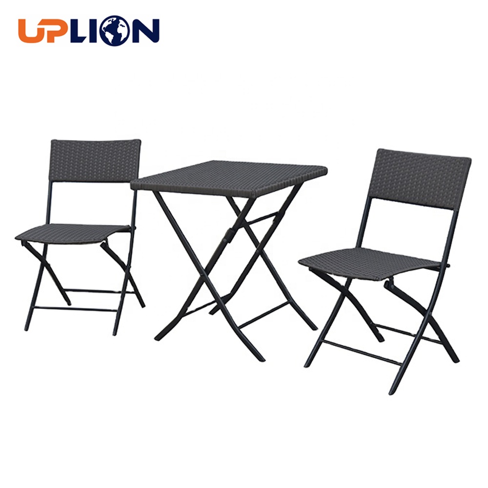 Uplion Outdoor 3pcs rattan folding chair table garden furniture balcony patio bistro wicker dining set