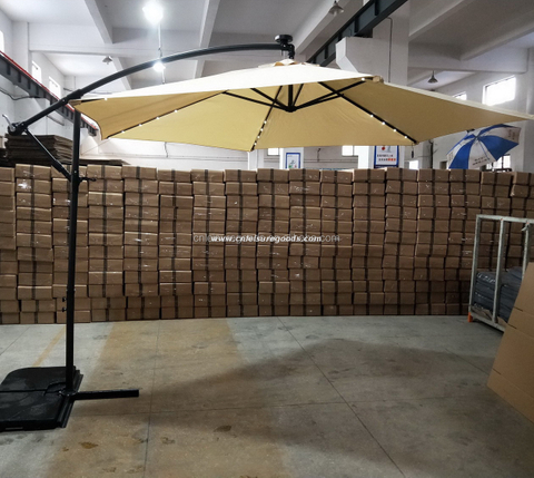 Uplion 10FT LED Umbrella Patio Cantilever Garden Sun Umbrella Outdoor Parasol