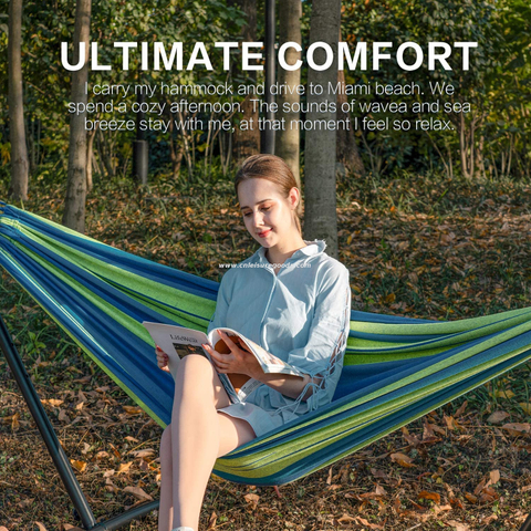 Uplion 2-Person Hammock With Steel Stand Garden Yard Portable Swing Outdoor Large Capacity Double Camping Hammocks