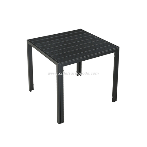 Uplion Outdoor Aluminum Table Plastic Wood Bistro Round Table Patio Furniture Coffee Table