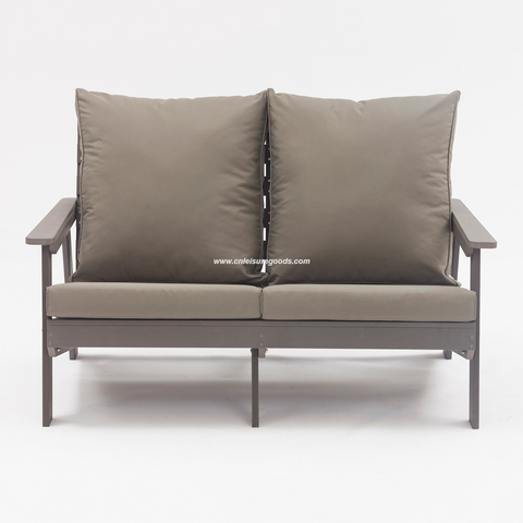Uplion Outdoor Furniture Plastic Wood 2-seat Sofa Chair Leisure Plastic Wood Chair