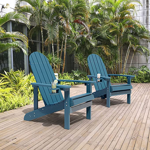 Uplion Waterproof Modern Wood Plastic Garden Patio Beach Classic Chairs Folding Adirondack Chair