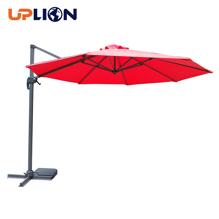 Uplion 360 Tilt 10Ft Durable Round Aluminum Cantilever Roma Parasol Umbrella for Garden Restaurant Hotel