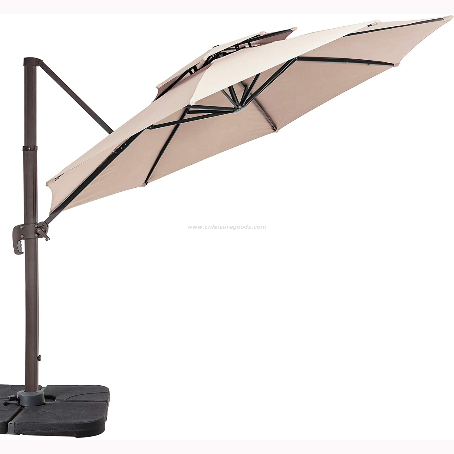 Uplion Outdoor Aluminium Roma Umbrella Double Layer Cantilever Parasol Garden Restaurant Umbrella