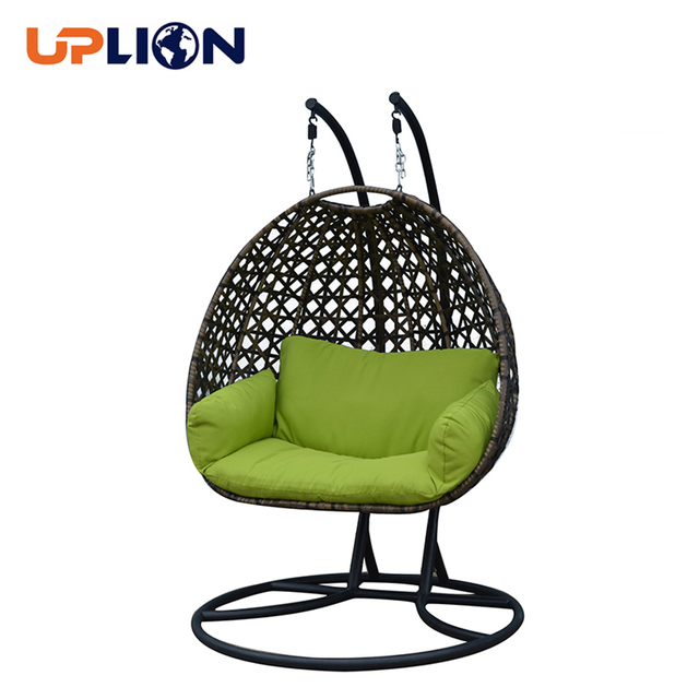 Uplion indoor outdoor furniture garden double seat hanging chair rattan wicker patio swing
