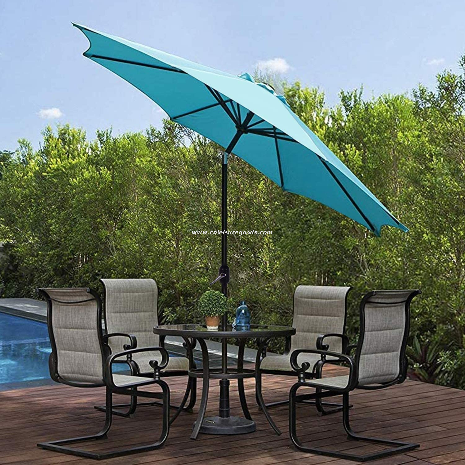 Uplion Patio Parasol Umbrella with Push Button Tilt Crank, Lawn Garden Deck Sun Umbrella Outdoor, Backyard Market Umbrella
