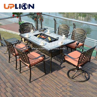 Uplion Luxury Colorful Patio Table And Chair Furniture Set Cast Aluminum Furniture Sets